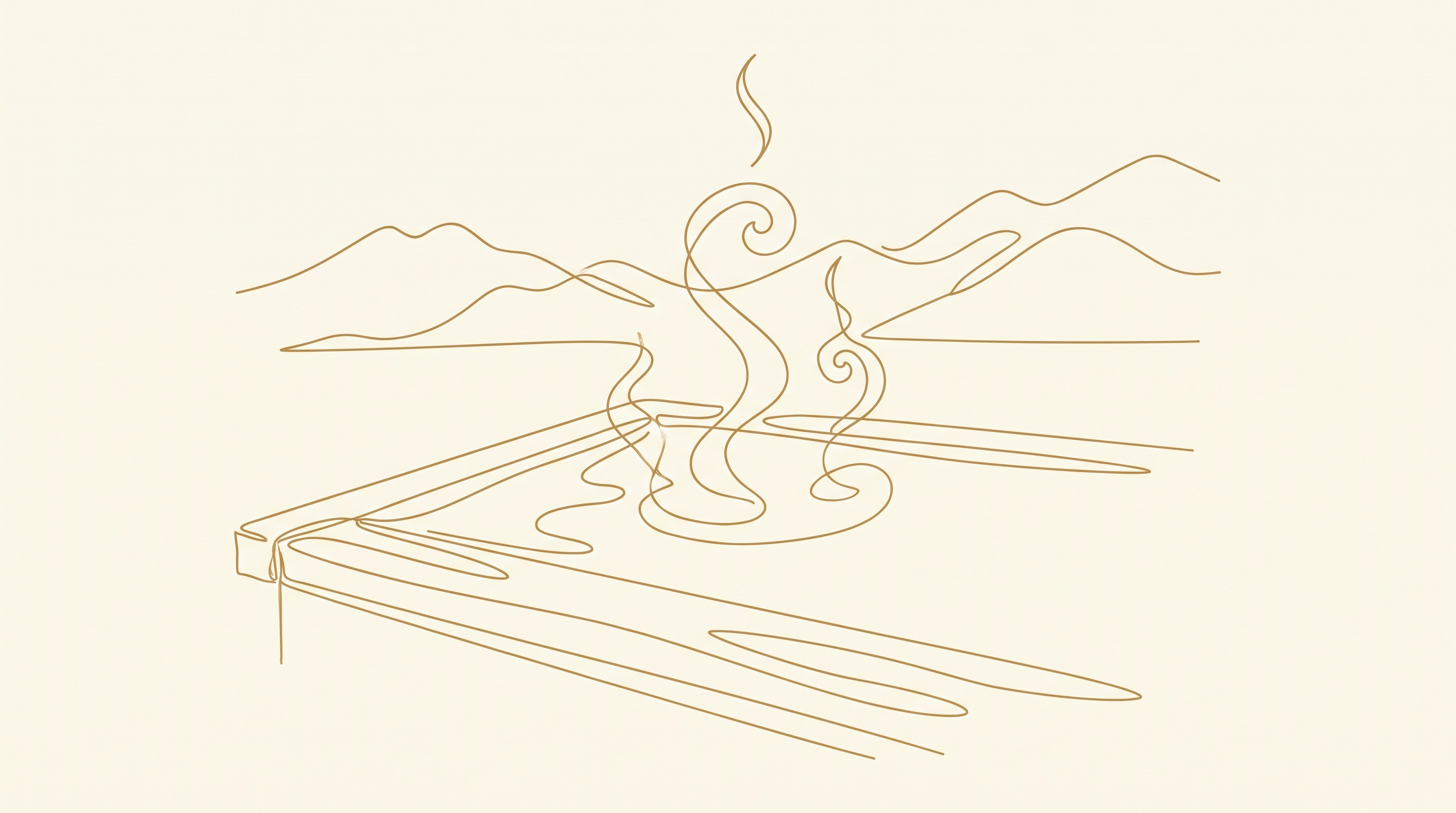湯気の立つ露天風呂の線画